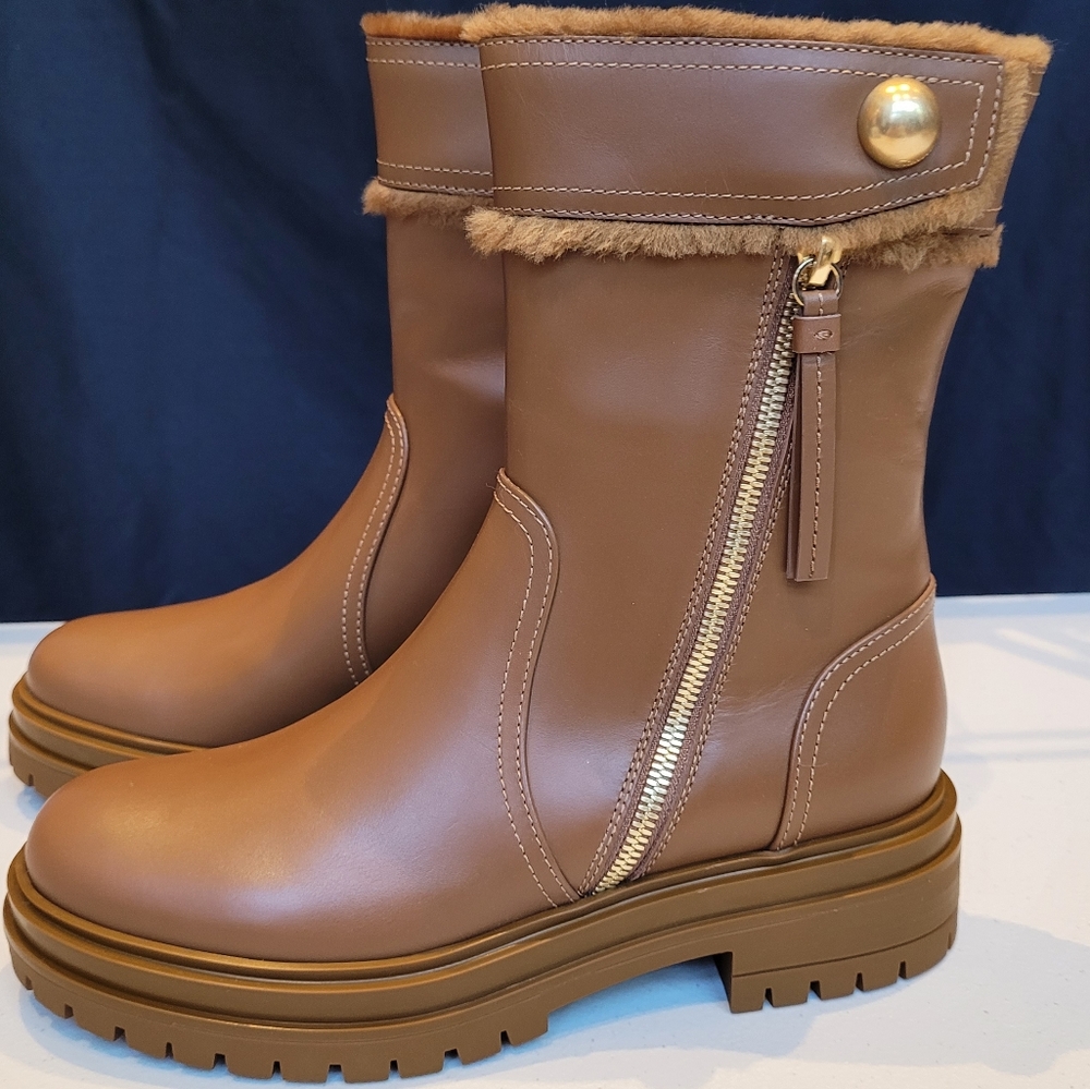 Gianurito Rossi‑Milan, Montreal Cuoio, Brown Leather Boots, New in Box, 38.5 - Picture 7 of 16
